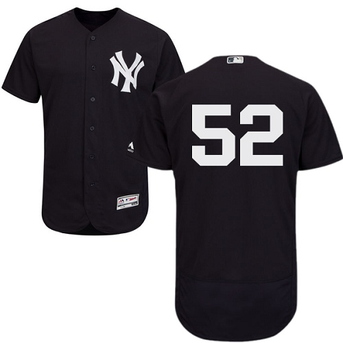 Yankees #52 C.C. Sabathia Navy Blue Flexbase Authentic Collection Stitched MLB Jersey - Click Image to Close